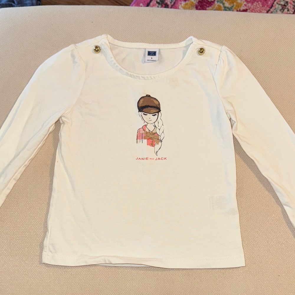Janie and Jack White Long Sleeve Tee with Graphic